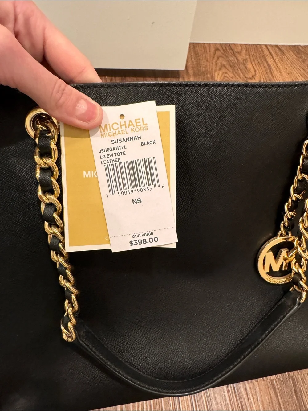 Authentic Michael Kors Susannah tote- black with Pom Pom charm - Picture 7 of 15